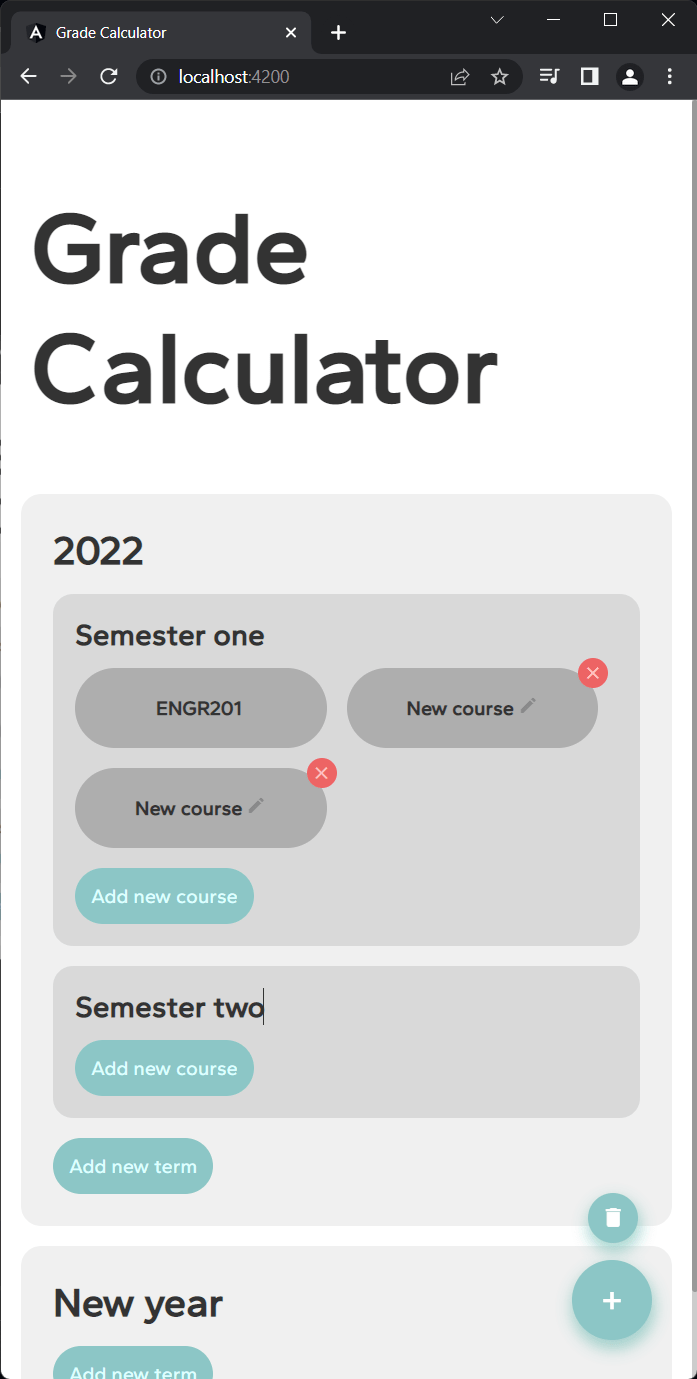 Grade calculator screenshot